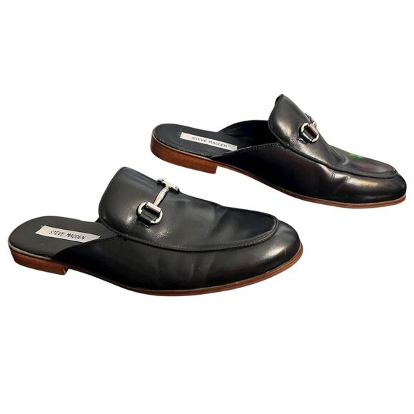Steve Madden Loafers Shoes Mens Size 9.5 Black SWAVEY Horsebit Mule Slip-On - Picture 1 of 11